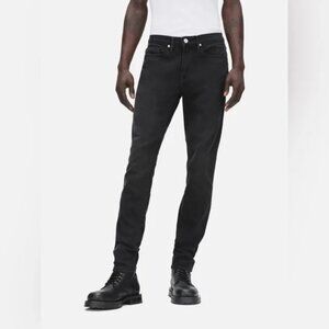 Frame L'Homme Slim Jean Fade to Grey Washed Black Denim Stretch Size 33